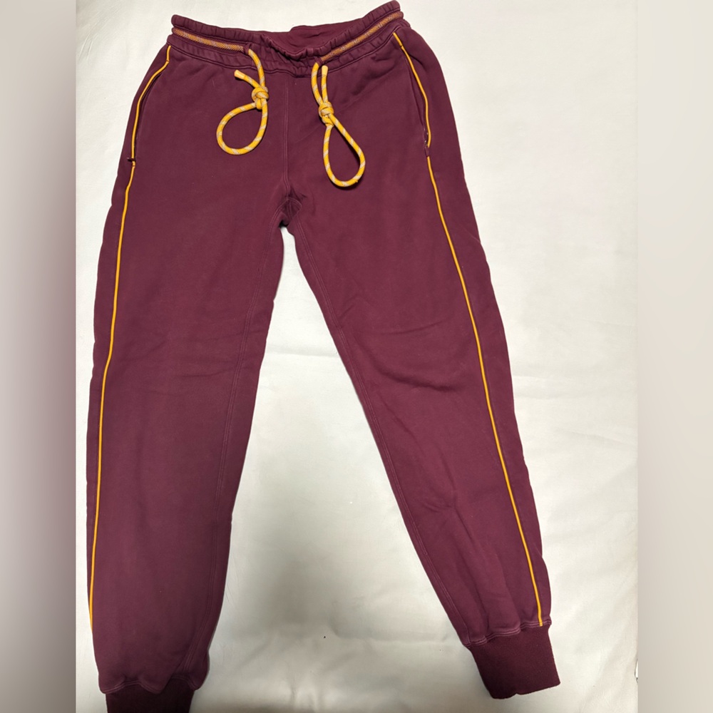 Lululemon Athletica Burgundy Joggers with Gold Detail